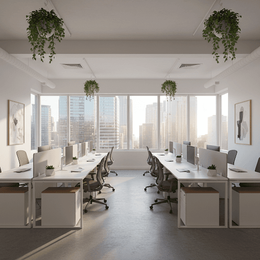 Decluttered sunlit office