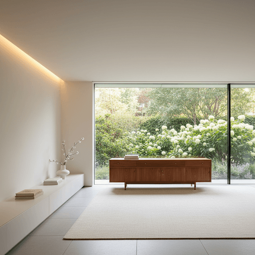 Sun-drenched decluttered living room